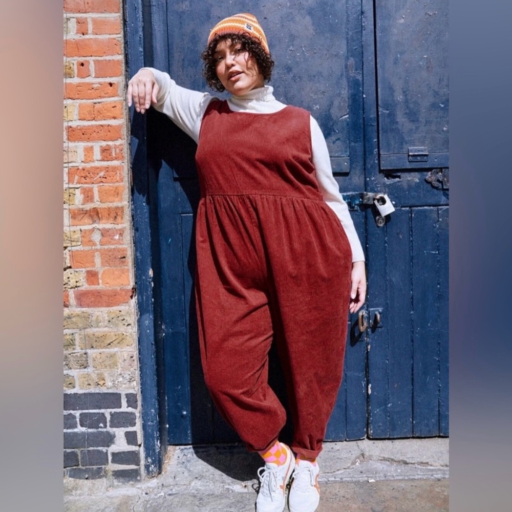 NWT Lucy & Yak Bowie Jumpsuit Organic Corduroy Maroon Size UK26 US22